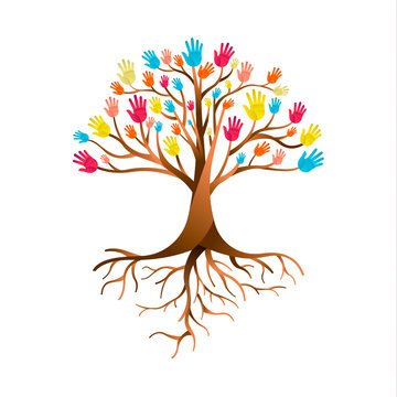 People hand tree for diversity teamwork