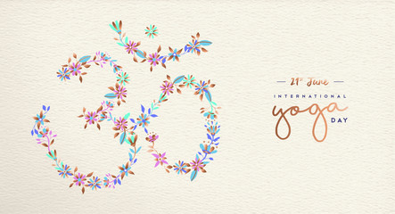 Yoga day web banner of om india spiritual symbol