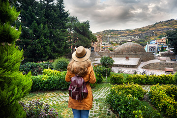 Traveler at Abanotubani district of Tbilisi