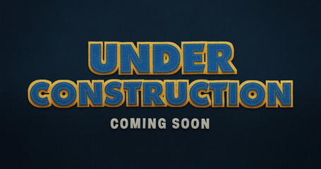 Under construction. Coming soon. Yellow & Blue. Textile Texture.