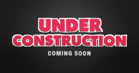 Under construction. Coming soon. Pink & Back. Paper Texture.