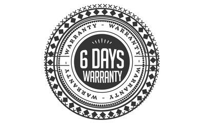 6 days warranty icon stamp