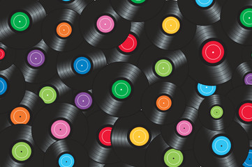 colorful vinyl records background vector illustration