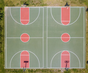 Aerial view of basketball field