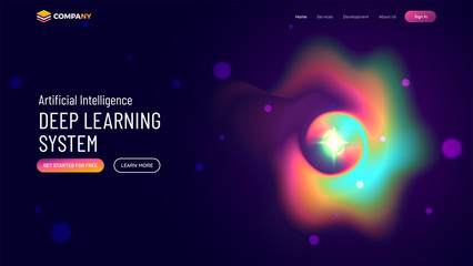 Website or mobile app landing page with illustration of colorful delusion page for deep learning concept.