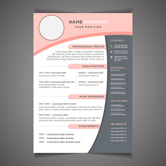 Professional CV resume template design and letterhead / cover letter - obrazy, fototapety, plakaty