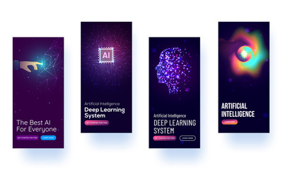 Splash screen mockup for learning AI or UI concept . - obrazy, fototapety, plakaty