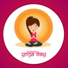Young girl in Namaskar Posture, Yoga Concept. International Yoga Day background.