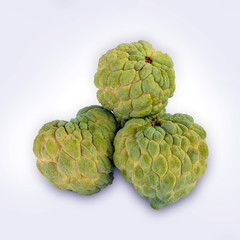 Group of custard_apple on white background.