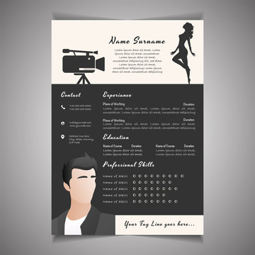 Creative field, resume template can be use as letterhead or cover letter. Professional CV design with placeholder.