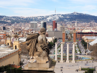 Photo taken in Barcelona, Spain on March 20, 2018. View of Barcelona from Montjuic castle.