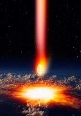 Attack of the asteroid on the Earth 