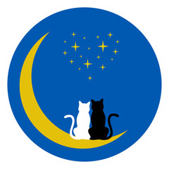 Cats on the moon. Dreams. A loving couple.
