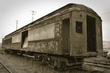 Fototapeta na wymiar Vintage Passenger Railroad Car - side view
