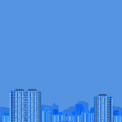 buildings. vector seamless pattern. blue illustration