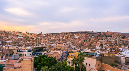 Fototapeta na wymiar Panoramic view of the Medina of Fez in Morocco