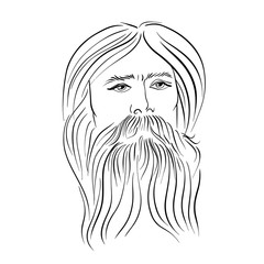 Hand drawn portrait of bearded man. Vintage style. Vector illustration.