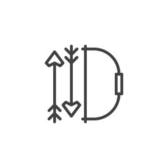 Bow and arrows outline icon. linear style sign for mobile concept and web design. Archery hunting weapon simple line vector icon. Symbol, logo illustration. Pixel perfect vector graphics