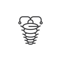 Arthropod outline icon. linear style sign for mobile concept and web design. Ancient trilobite simple line vector icon. Symbol, logo illustration. Pixel perfect vector graphics