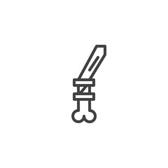 Ancient knife outline icon. linear style sign for mobile concept and web design. Hunting knife simple line vector icon. Symbol, logo illustration. Pixel perfect vector graphics