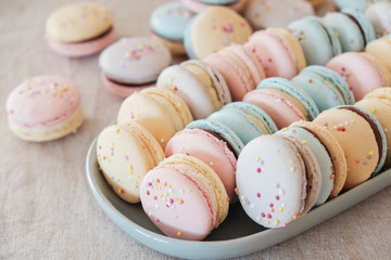 Homemade colorful pastel macaroons