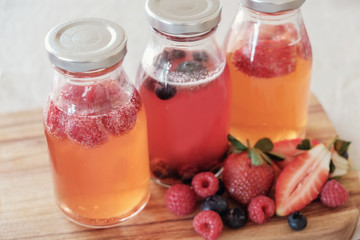 Fototapeta na wymiar Kombucha second Fermented fruit tea, Probiotic food