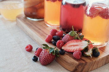 Kombucha second Fermented fruit tea, Probiotic food