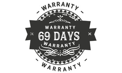 69 days warranty icon stamp