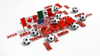 Left View of Many 2026 Designs with USA Mexican and Canadian Flags with some Football balls