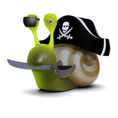 Vector 3d Snail the daring, dashing pirate of the high seas