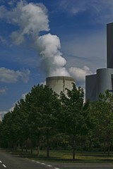 Wasserdampf eines Braunkohlekraftwerk