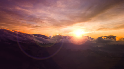 Dunedin City sunrise view from drone