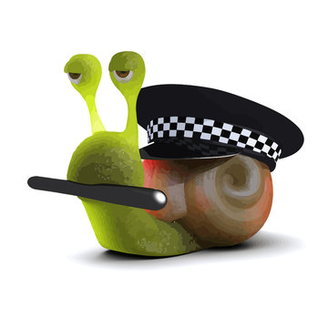 Vector 3d Snail is a police officer