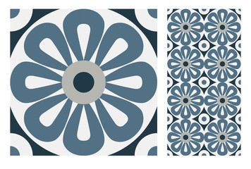 vintage tiles Portuguese patterns antique seamless design in Vector illustration