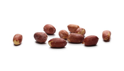 Salted peanuts pile isolated on white background