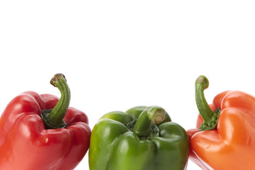 Colorful bell pepper vegetable on white background