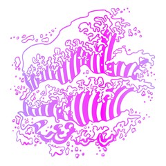 An oriental Japanese great wave in a vintage retro engraved etching woodcut style.Graph drawing of a sea wave. Engraving, tattoo, line art. Vector illustration monochrome