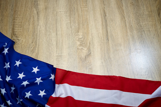 American flag wooden background