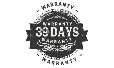 39 days warranty icon stamp
