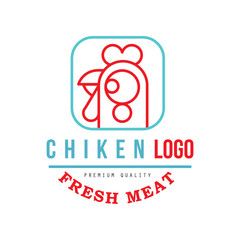 Obraz premium Chicken logo, fresh meat premium quality design element for farm natural organic products food, packaging, shop, restaurant, grill, BBQ