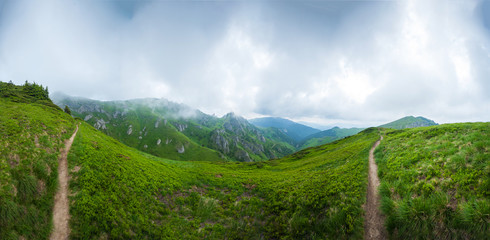 Panoramic view of Mount Ciucas on summer