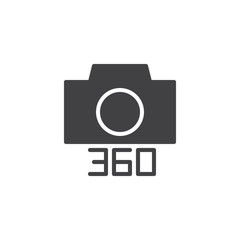 Angle 360 degrees photo camera vector icon. filled flat sign for mobile concept and web design. simple solid icon. Symbol, logo illustration. Pixel perfect vector graphics