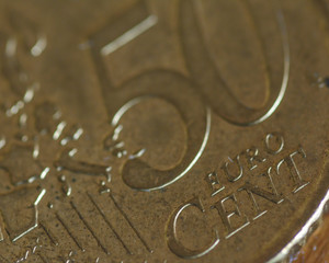 Close up of 50 Euro Cent Coin B