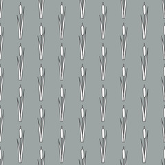 Seamless pattern of outline reed bushes.