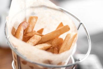 Hot fries in a metal busket