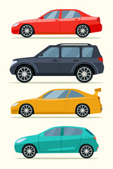 Set of car models. Vector flat style  illustration