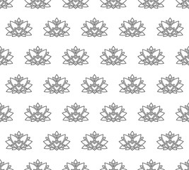 Lotus outline seamless pattern. Background from indian flowers for your website. Indian backdrop for fabric. Vector illustration