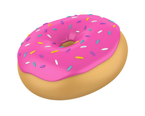 Pink Glazed Donut Isolated
