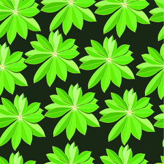 Green leaves seamless pattern. Hand drawn vector illustration.