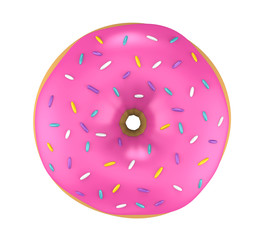 Pink Glazed Donut Isolated